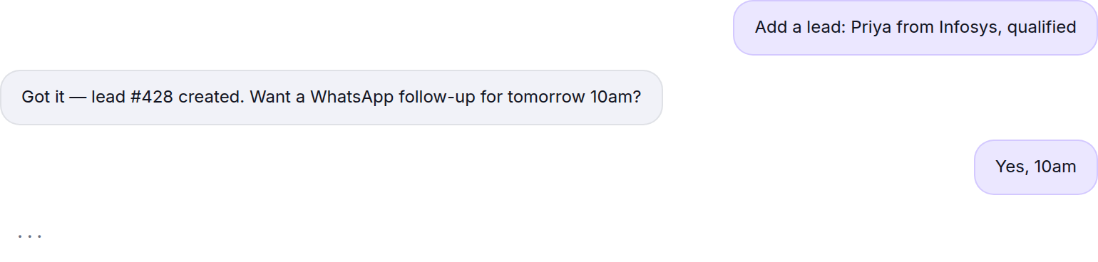 WhatsApp conversation where the Autoli AI agent answers a customer question about delivery to Bengaluru and offers to send a catalogue